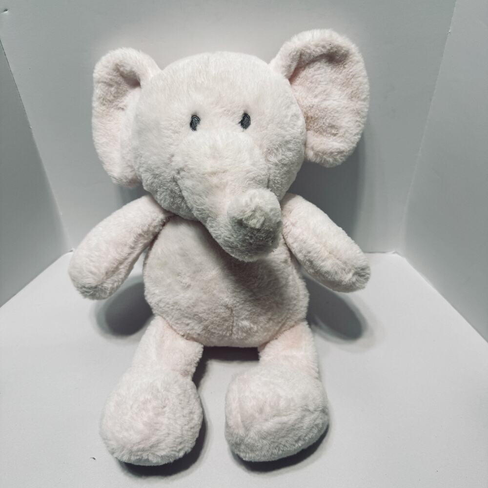 Kellytoy Kelly Baby Elephant Safari Plush Rattle Stuffed Sitting Toy Pink 13"